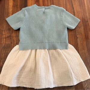 Zara Baby Sage Green Ribbed Knit Sweater Dress